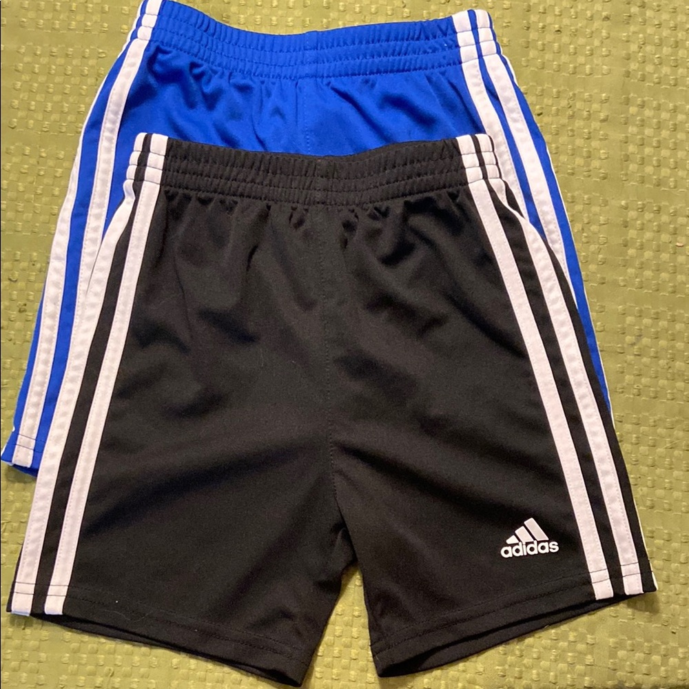Adidas Black and Blue Shorts with White Stripes. 2 pairs. Size 4T